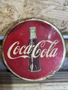 Coca Cola 9” Celluloid / Metal Sign Original 1950 Advertising Coke Bottle - Picture 1 of 2