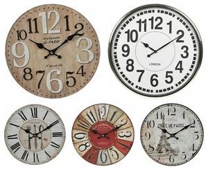 30cm Large Shabby Chic Vintage Antique Effect Wall Clock Rustic Retro Home Decor - Picture 1 of 9