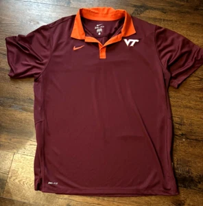Virginia Tech Hokies Shirt Herren XL weinrot Golfshirt Nike Dri Fit Performance  - Bild 1 von 3