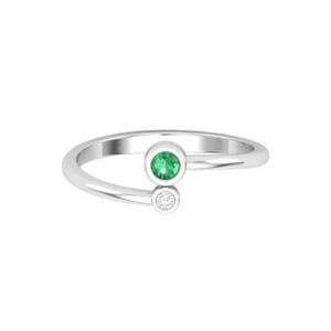 Anillo de boda de compromiso vintage de oro macizo de 18 k con esmeraldas naturales y diamantes W141 - Imagen 1 de 8