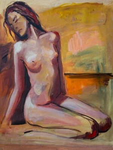 Grande quadro artistico originale su tela tesa innescata 30" x 24" - Foto 1 di 4