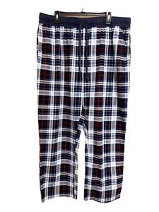 Nautica Men's Lounge Sleep Pants Blue Plaid Soft 100% Cotton Drawstring Size XL - Picture 1 of 8