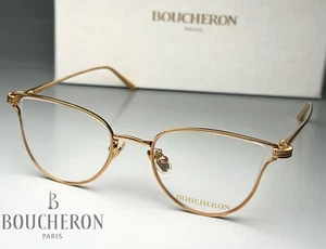 Brand New BOUCHERON Eyeglasses Women BC0114O 004 Gold Cat Eye 49-135 France - Picture 1 of 17