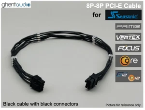 📏24" PCI-E 8-Pin Cable for Seasonic: PRIME VERTEX FOCUS CORE TX-1600 PX-1000 - Picture 1 of 4