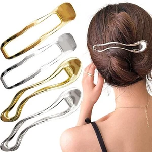 4PCS Flat Claw Clips for Women Geometric Metal French Hair Barrette Non-slip ... - Picture 1 of 6