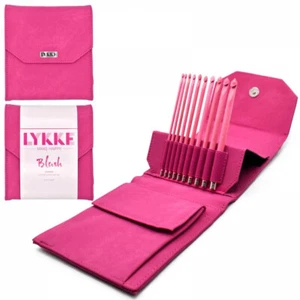 Juego de ganchos de ganchillo de rubor de 6" LYKKE: en bolsa de tela fucsia - Imagen 1 de 1