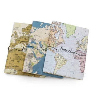 World Map World Travel Passport Holder Credit Card Cover Tickets Document Case - Picture 1 of 27