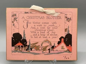 Vintage Art Deco Weihnachtsgrußkarte~Landhaus~20er Jahre Löscher~handbemalt - Bild 1 von 4