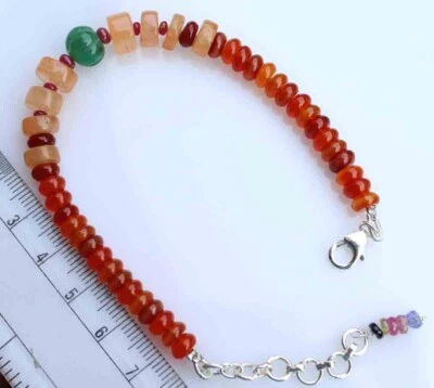 Genuine Aventurine Natural Color Gemstone 925 Silver adjustable Bracelet 66.2 Ct - Image 1 of 4