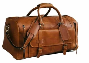 Leder Büffel Wochenendtasche Herren Leder Reisetasche 24" Seesack Handgepäck - Bild 1 von 7