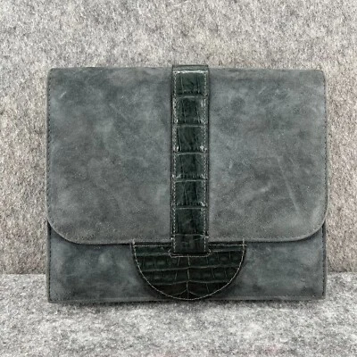 Cartera sin asas de terciopelo azul/gris temporada de caza piel de serpiente Foto 1 de 4