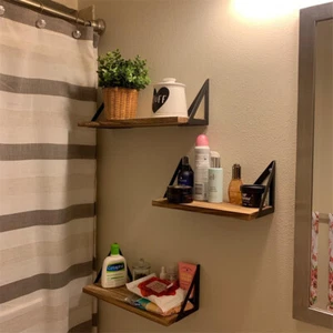 UNHO 3X Wall Floating Shelf Set DIY Mount Storage Book Display Rack Rustic Style - Picture 1 of 12