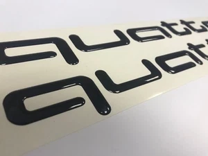 2 x Audi QUATTRO Decal 38cm - Premium Quality AUDI 3D BLACK quattro sticker - Picture 1 of 6