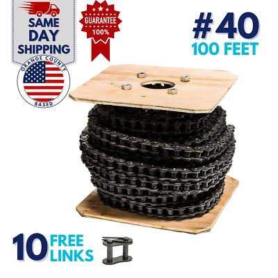 #40 Roller Chain 100 Feet with 10 Connecting Links - Image 1 of 4
