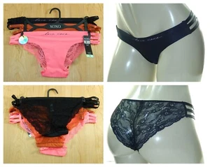 3 Pair XOXO Women SIDE CUTOUTS LACE BACK Bikinis Panties Nylon Blend S-XL - Picture 1 of 5