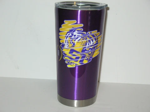 LSU Tigers Football LSU Tiger Heart vinyl epoxy sealed on 20oz Boelter Tumbler Cover