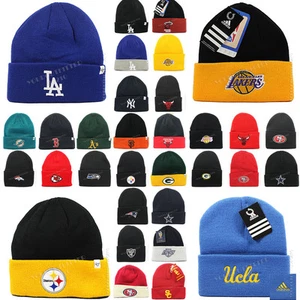 Men Women NFL NBA MLB NHL Team Sports Knit Beanie Cap Winter Ski Snow Board Bike - Picture 1 of 7