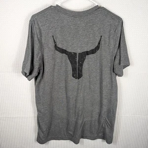 The Gramblin’ Band Gray T-Shirt Men’s Large Bella+Canvas USA Strong Western Bull - Picture 1 of 5
