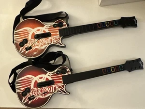 Xbox 360 Guitar Hero Aerosmith Gibson Les Paul Wireless Guitars X2 - Picture 1 of 13