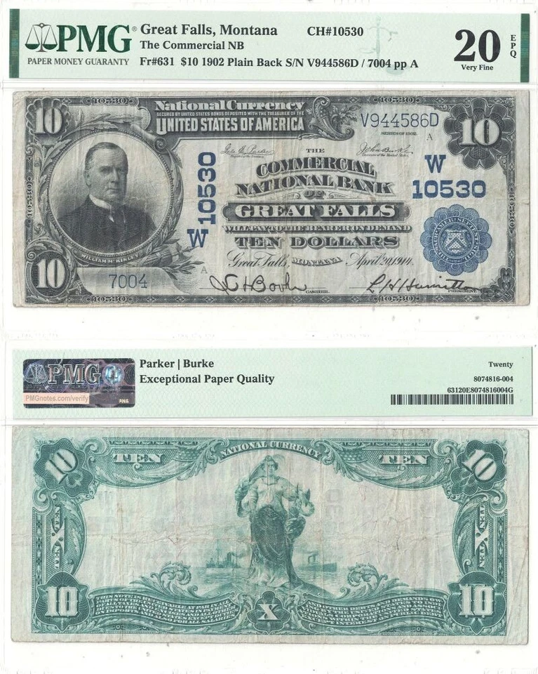 1902 $10 Great Falls, Montana Charter 10530 PMG VF-20 EPQ - Image 1 of 1