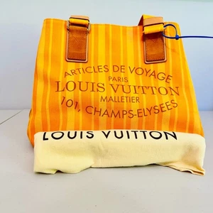 AUTÉNTICOS ARTÍCULOS DE LOUIS VUITTON DE VIAJE PARÍS BEACH CABAÑAS BOLSO DE LONA IMPRESO - Imagen 1 de 17
