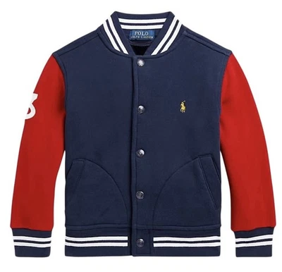 Polo Ralph Lauren Crest Embroidered Fleece Baseball Jacket, Sz 18-20 Teen - Image 1 of 4