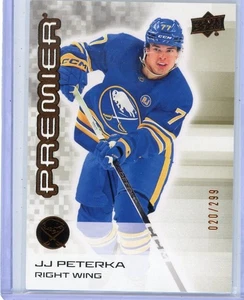 Base de hockey UD PREMIER 2024-25 #020/299 BUFFALO SABLES JJ Peterka - Imagen 1 de 2