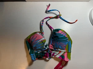 Xhilaration Juniors Tropical Longline Halter Bikini Top, Multicolor Size XS (00) - Picture 1 of 9