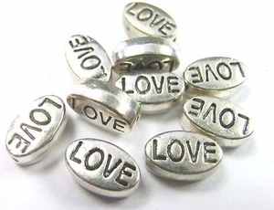 20 Spacer Love Zwischenperlen oval 8x3mm Farbe antiksilber Metall #S644 - Bild 1 von 1