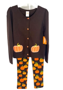 Gymboree Outfit Set Girls Size 8 Sweater Leggings Brown Pumpkins New - Picture 1 of 17