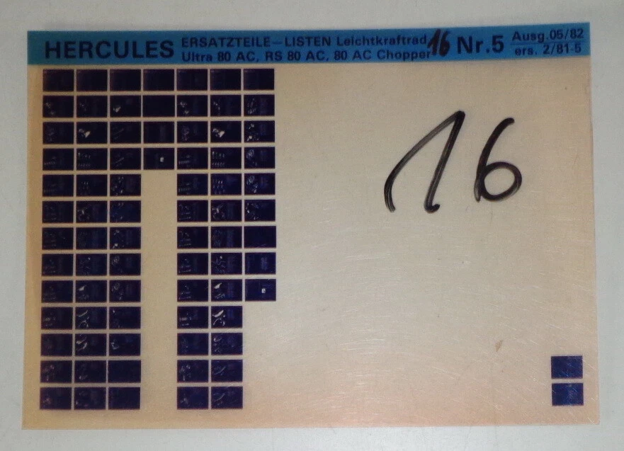 Microfiche Catalogo Ricambi Hercules Moto Luce Ultra 80AC / Rs 80AC Ecc. 82 - Immagine 1 di 1