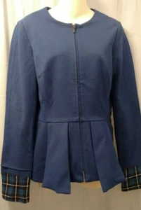 Chaqueta Top Donna Degnan Mujer Talla 6 Azul Peplum Cremallera Manga Larga Elastizada ¿Pesada? - Imagen 1 de 8