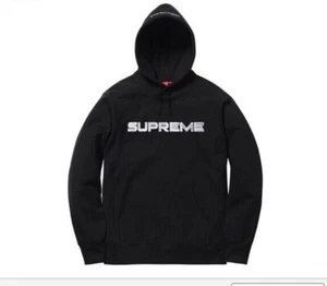 BRAND NEW SS17 SUPREME SEQUIN HOODED SWEATSHIRT HOODIE BLACK M - Picture 1 of 1