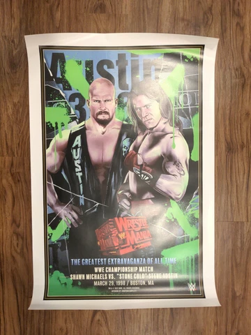 NEW WWE Wrestlemania 14 Austin & Michaels 24X36 Art Print Poster Bartlett /300 Cover