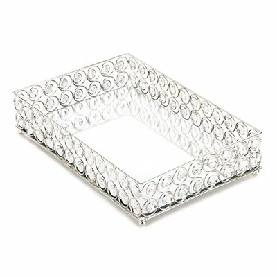 Iron Glass Elegance And Shimmer Rectangular Jeweled Gorgeous Tray Indoor Decor - Image 1 of 4