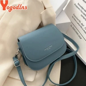 Trendy Saddle Shoulder Bag Women PU Leather Crossbody Bag Simple Solid Color - Picture 1 of 12