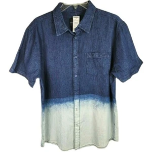 Denim White Wash Button Up Short Sleeve Collared Shirt Shouthouse Mens Medium - Picture 1 of 5