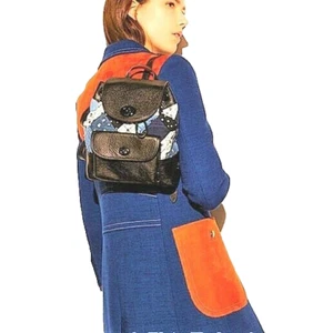 Coach Skull Floral backpack Rucksack Canyon Quilt Denim Blue Black Patchwork New - Picture 1 of 10