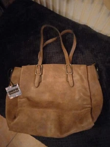 Mandoline Camel Shopper Brown Canvas Vintage Tote Shoulder Bag Purse Weekend - Picture 1 of 9