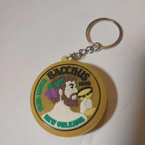 Krewe of Bacchus New Orleans Mardi Gras Rubber Light-Up Key Chain 2 inch - Picture 1 of 6