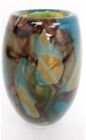Mdina Glass Vase Blue Abstract Design, signed and with label