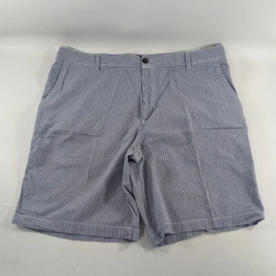 Pantalones Cortos IZOD Frente Plano Azul Rayas Caqui Para Hombre Talla 42 Foto 1 de 4