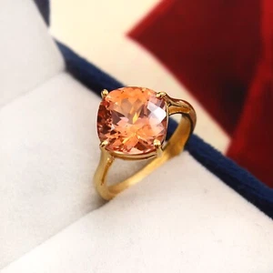 Impecable Impresionante Padparadscha Zafiro Plata 925 Hecho a Mano Anillo Regalos de Navidad - Imagen 1 de 5