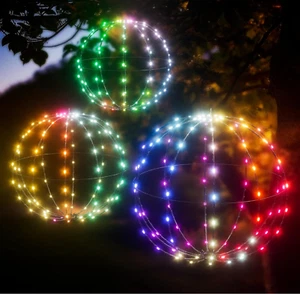 12" Smart LED Christmas Light Balls App Controlled Hanging Tree Globe 120 LEDs - Picture 1 of 13