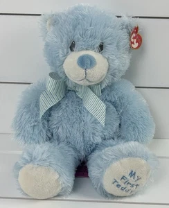 TY Pluffies My First Teddy Bear Plush Blue White Sweet Baby 2012 w/tag - Picture 1 of 9
