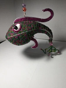 Hanging Beaded And Wire Samurai Fish Beadworx Colorful Whimsical - Picture 1 of 8