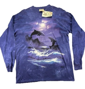 Camisa De Colección 1998 Nueva Con Etiquetas The Mountain Dolphin Ocean Manga Larga Grande Púrpura - Imagen 1 de 5