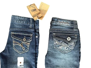 NWT * GIRLS 2 Pair of Flare Blue Jeans * Size 8 * Hydraulic & Rough Hewn Brands - Picture 1 of 11