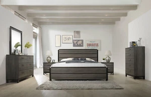Ioana Antique Grey Wood 6-piece Queen Size Bedroom Set, Dresser, Mirror, 2 Night - Picture 1 of 10