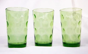 Vintage Mid Century Hazel Atlas Eldorado Green Juice Glass - set of three - Picture 1 of 3